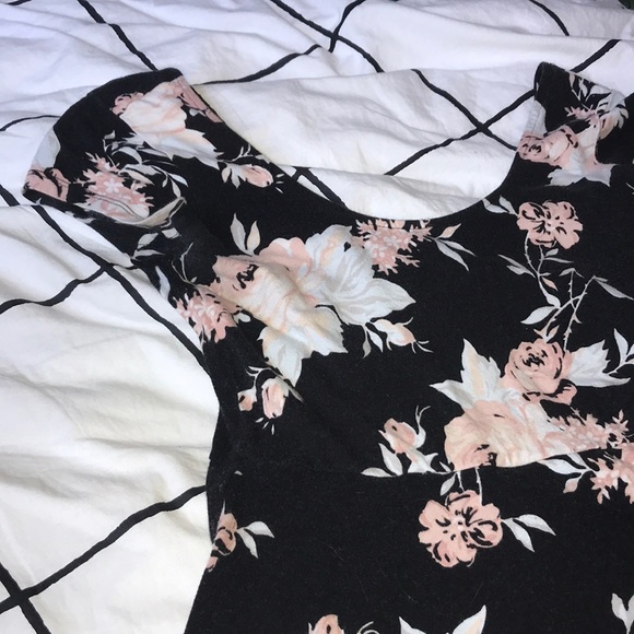 Kimchi Blue Dresses & Skirts - Cap Sleeve Floral Black Dress